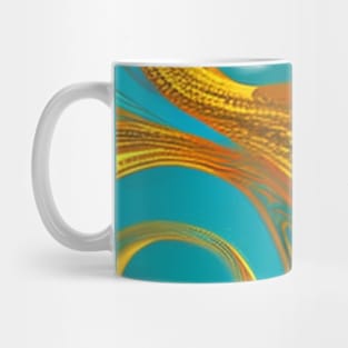 Abstract Turquoise and Gold Swirls Mug